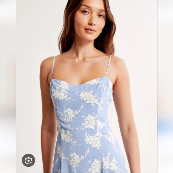 Abercrombie & Fitch Camille Midi Dress in Blue Floral - Picture 2 of 4